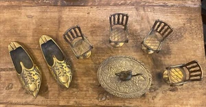 Vintage, 1:16th Scale,Decorative, Brass, Table, And Four, Chairs, With, Tea Pot, - Picture 1 of 3
