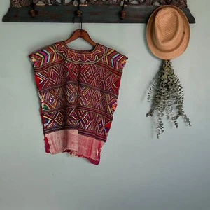 Vintage Maya Guatemaltekische zeremonielle Textil Huipil Poncho Bluse Nebaj Quiche - Bild 1 von 8