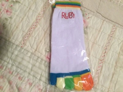 Grip Toe Socks Cute Multi Color with name embroidered Ruby - Image 1 of 3