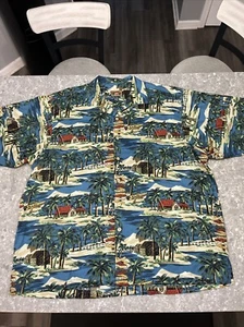 Pusser's West Indes Cotton Rayon Tropical Camp Shirt Palm Trees Size XXL - Picture 1 of 7