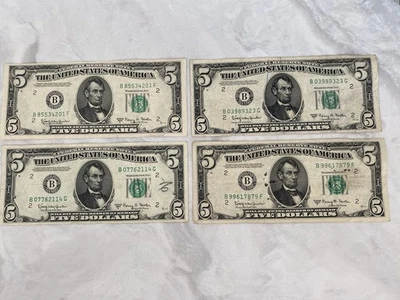 1950 E Five (4) Dollar Federal Reserve Note $5 Bill Series 1950 E - Circulated - Image 1 of 4