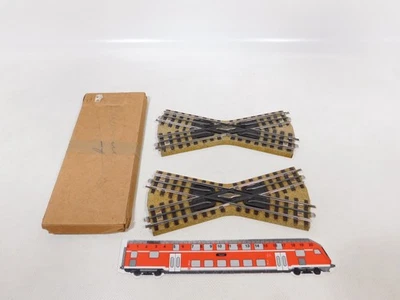Märklin H0 00 AC 2x 3600 K Sheet Metal Crossing M Track Vorkrieg 1x Box #ED648-0 - Image 1 of 3