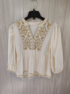 Damen Bluse bestickt Boho Bauernhaus Gr. S Freizeit Büro Klassiker - Bild 1 von 8