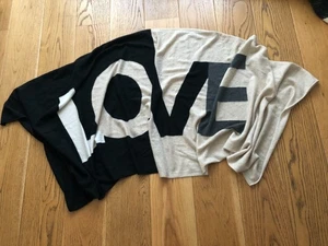 BRODIE FEINES KASCHMIR LOVE LOGO SCHAL/SCHAL SCHWARZ BEIGE GRAU WEISS 80" X 32" - Bild 1 von 14