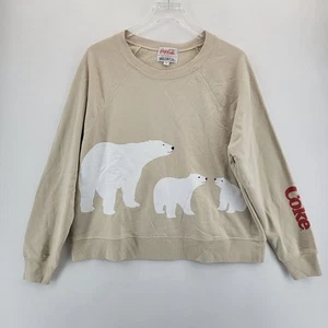Wildfox x Coca Cola Sweatshirt Womens Medium Bears Coke Beige Oversized Boxy - Picture 1 of 10