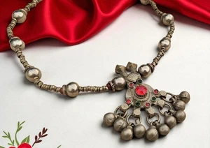 Vintage Handmade Ats Handmade Banjara Tribal Kuchi Afghan Pendant Necklace - Imagen 1 de 3