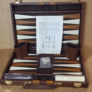 Cardinal Backgammon Game Set Faux Leather Briefcase~Complete - Picture 1 of 13