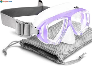 Kids Swim Goggles With Nose Cover Fabric Strap Dive Snorkel Mask for Children - Picture 1 of 12