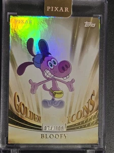 BLOOFY 2025 PIXAR GOLD TOPPS CHROME ENCASED GOLDEN ICONS #/100 - Afbeelding 1 van 2