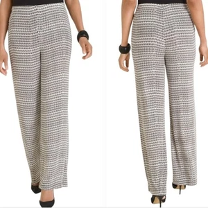 Chico's Palazzo Pants Geometric Print Wide Leg Stretch Comfort Size 1R Medium - Picture 1 of 15