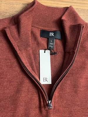 Banana Republic пуловер свитер мужской большой шерсти мериноса четверть молнии ~ ржавчины ~ новый с Ярлыками - Изображение 1 из 4