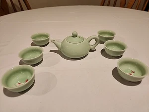 Juego de té chino vintage de porcelana con caja original - Imagen 1 de 6
