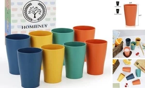 Wheat Straw Cups Plastic Cups Set of 8 Unbreakable Drinking Cup Kids Cups - Picture 1 of 7