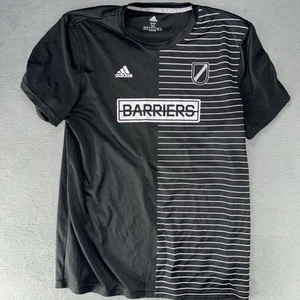 Adidas No Barriers Jersey Shirt Size Medium Black Striped - Picture 1 of 6