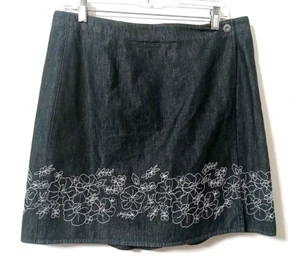 Liz Claiborne Lizwear Jeans Womens Denim Skort Skirt Wrap Size 14 Black NWT - Picture 1 of 10