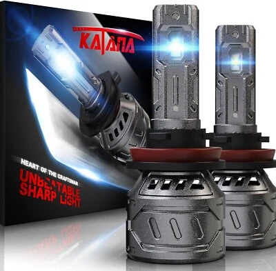 2Pks KATANA H11 LED Headlight Bulb H9 H8 16000LM 70W 6500K Xenon White - Image 1 of 4