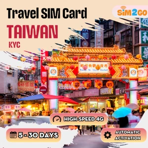 KYC Taiwan Travel Sim Card 4G Data UNLIMITED Data Plan 30Day 10GB Highspeed 4G - Picture 1 of 2