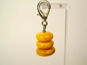Baltic Amber Keychain Keyring Pendant Charm Yellow Butterscotch Egg Yolk 1094 - Picture 1 of 10