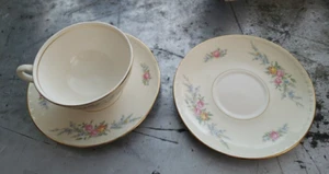 Homer Laughlin Georgian Eggshell Cashmere Cup & Saucer w/ Extra Saucer - Picture 1 of 3