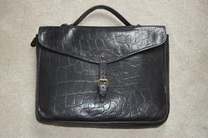 Maulbeerschwarz Kongo Leder Schultasche Aktentasche Dokument Halter Tasche Herren Unisex - Bild 1 von 12