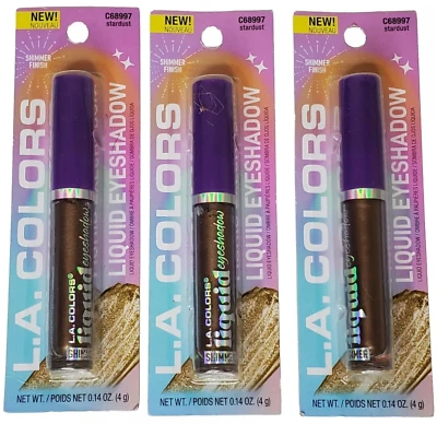 3X Liquid Eyeshadow L.A. Colors Stardust C68997 Shimmer Finish Brown Bronze FAST - Image 1 of 2