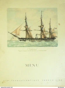 Menu illustré L'Audacieuse (1856) Transatlantique Paquebot Bretagne 1938 - Picture 1 of 2