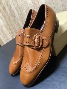 Vintage Florsheim Men’s Shoes NOS 31175 Monaco Gold Monk Strap Buckle Size 11C - Picture 1 of 12