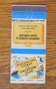 FEATURE MATCHBOOK COVER: WEIRTON SAVINGS BANK WEST VIRGINIA MATCHCOVER -C26 - Picture 1 of 3