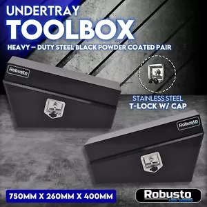 Pair of BULLET Undertray Toolbox Tool Boxes Steel Vehicle Under Tray Box Black - Picture 1 of 11