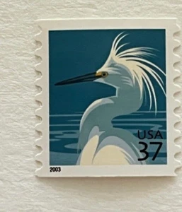 US - 2003 - 37 Cents Snowy Egret Bird Coil Single Stamp M/NH - Picture 1 of 1