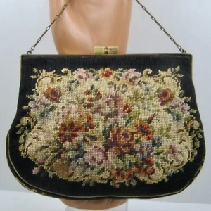 Early 1900s Austrian Needlepoint Handbag Floral Motif - Picture 1 of 10