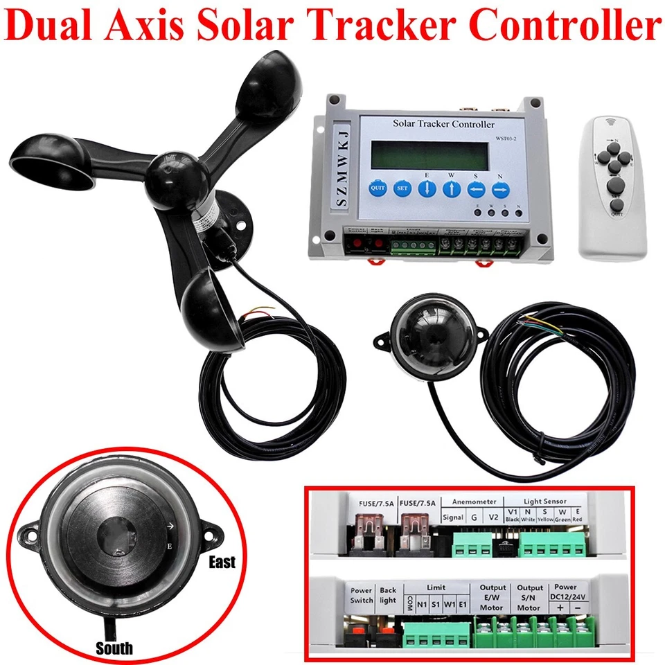 Dual Axis Solar Panel Sun Tracking Tracker mit LCD Controller mit Windgeschwindigkeitssensor - Bild 1 von 4