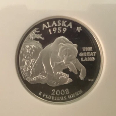 SILVER NGC Proof PF 70 Ultra Cameo 2008-s ALASKA U.S. State Quarter - Image 1 of 4