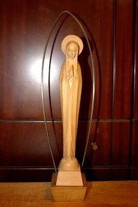 ANTIQUE 12/15" HAND CARVED WOOD CATHOLIC VIRGIN MARY OUR LADY STATUE FIGURE GIFT - Picture 1 of 11