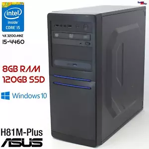 Asus H81M-Plus Intel Core I5 4460 Computer PC Windows 10 11 120GB SSD 8GB RAM - Picture 1 of 4