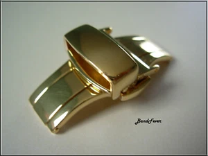 NEW 18mm POLISHED SHINY GOLD BUTTERFLY DEPLOYMENT WATCH CLASP BUCKLE - Picture 1 of 13
