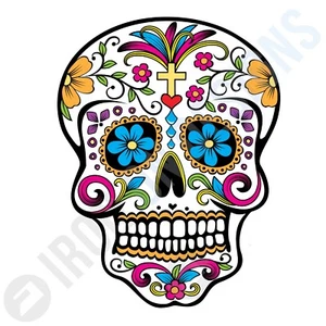 HALLOWEEN SUGAR SKULL - IRON ON TSHIRT TRANSFERS- A6 A5 A4 - Picture 1 of 5