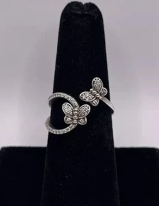 PANDORA Bedazzling Butterflies Ring Sterling Silver 925 Ale 50 Size 7 (2.8g) - Picture 1 of 9