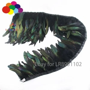 10 Meter dyeing Black rooster feathers fringe skirt trims 15-20 cm plumas Crafts - Picture 1 of 8