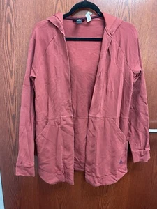 Adidas Women's Size Small Athletic Cardigan Hooded Open Sweatshirt Cotton Red - Picture 1 of 4