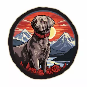 Silberner Labrador Hund Aufnäher Bügelbild Applikation Natur Berg, Haustier Abzeichen, Hund - Bild 1 von 12