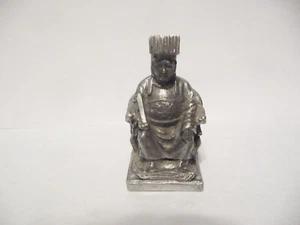 FINGERHUT VINTAGE ZINN BUDDHA SITZT AUF SEINEM THRON - Bild 1 von 5
