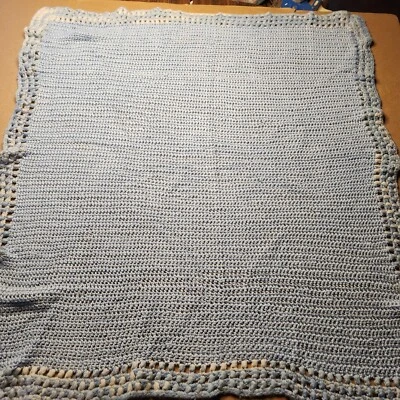 Crochet Blanket Throw Handmade Blue Soft 33"x36" Cozy Gift Lightweight Boy - Image 1 of 4