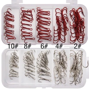 Treble Hooks 2Box 50Pcs/box High Carbon Treble Hooks Super Sharp Solid Fish Hook - Picture 1 of 10