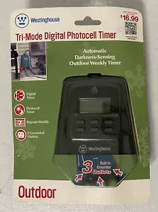 Westinghouse Tri Mode Outdoor Digital Photocell Timer 3 Grounded Outlets - Picture 1 of 2