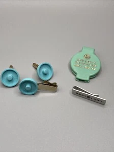 MCM Groovy 1960’s General Electric Repairman Jewelry Tie & Money Clips Cufflinks - Picture 1 of 6