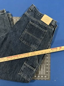 Jeans da falegname vintage Member Mark uomo 42x30 blu stonewash larghi gamba - nuovi - Foto 1 di 13