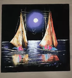 Original Small black canvas oil paintings Landscape Art decoration seascape - Picture 1 of 3