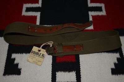 Ralph Lauren RRL Military Style Leather & Canvas Distressed Belt - Изображение 1 из 3