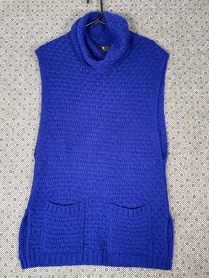 NWT Tumi Sweater Vest Women’s Medium Blue 100% Baby Alpaca Crochet - Image 1 of 4
